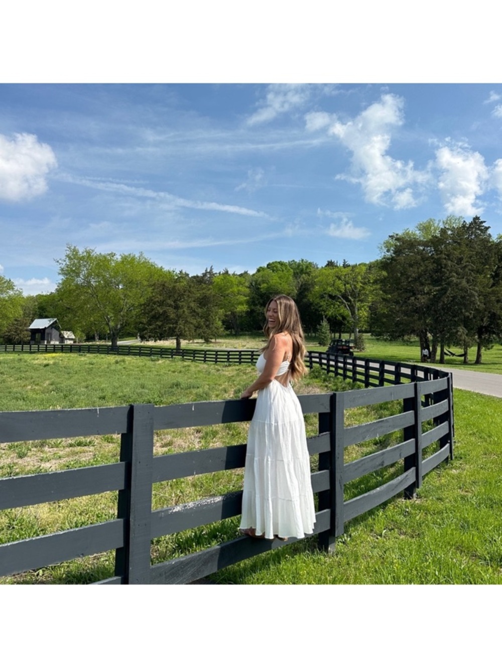 Bohemian White Maxi Dress with Open Back.          Shop Luna B White Maxi Dress